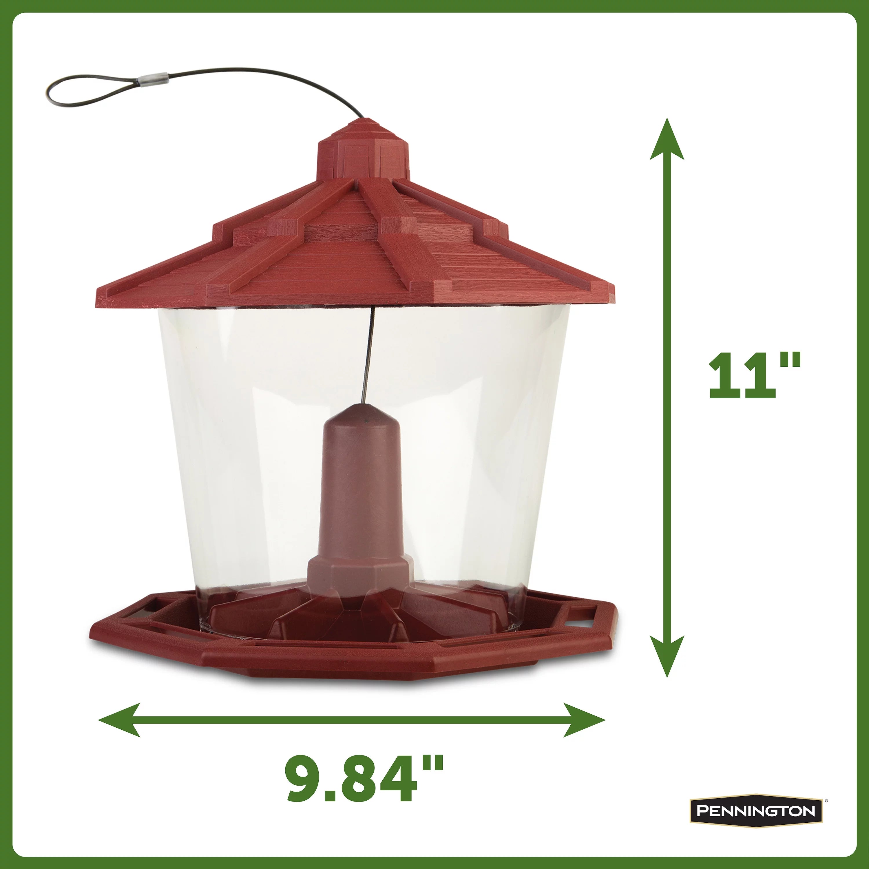 Red Recycled Plastic Wild Bird Hopper Feeder, 7 lb, 2 Pack W5740