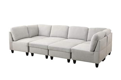 U-Shape Modular Sectional Sofa, White Gray E947735