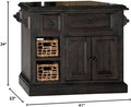 BOWERY HILL Farmhouse Wood Small Kitchen Island with Granite Top in Gray/Black