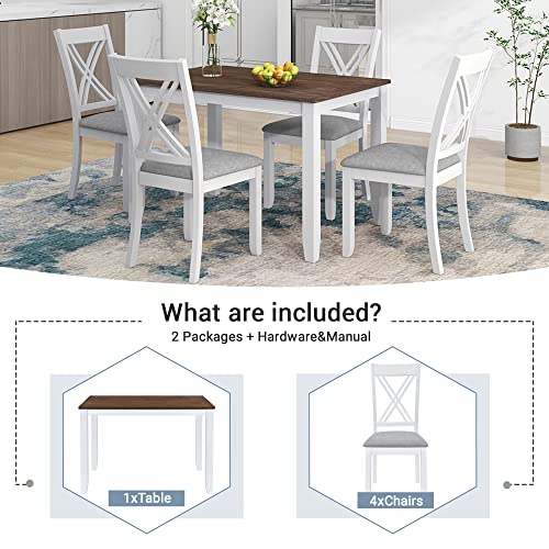 5-Piece Dining Table Set with 4 Upholstered Chairs for Small Spaces P9283