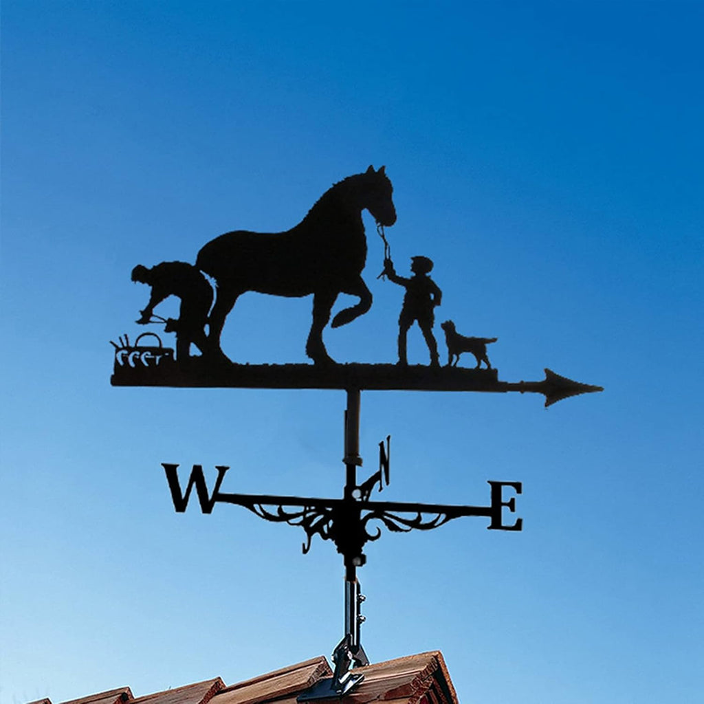 Metal Weathervane with Roof Mount for Garden Decor O489