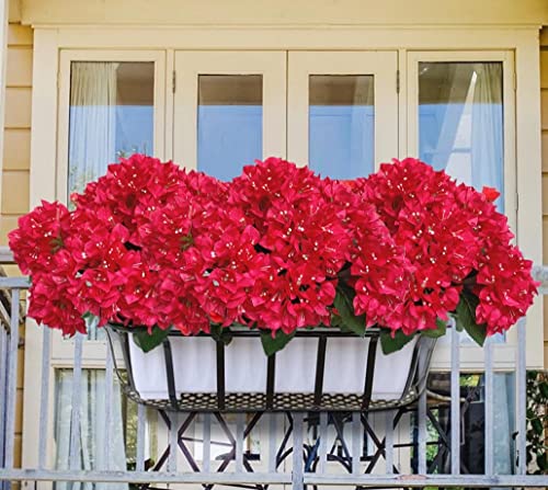 Set of 4 Artificial Bougainvillea Silk Flower Bushes for Home Garden Wedding Decor M15667