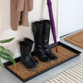 Black Metal Boot Tray with Tan &amp; Black Coir Insert