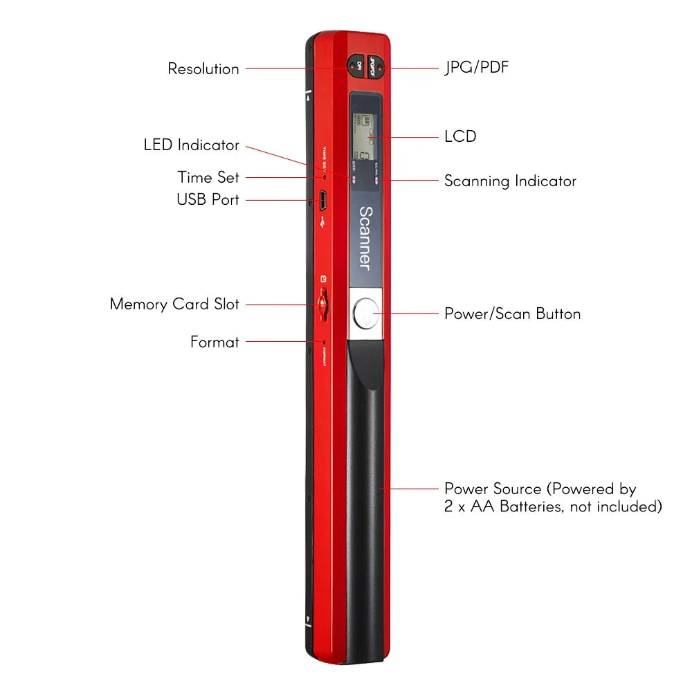 Portable Handheld Scanner A4 Size 900DPI with LCD Display B145069