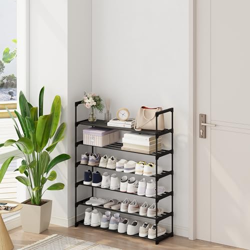 4-Tier Shoe Rack, Tall Large Capacity 20 Pairs, Stackable, Black D19793