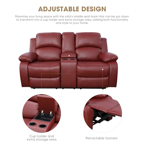 Leather Recliner Loveseat with Storage and Cup Holders H579293