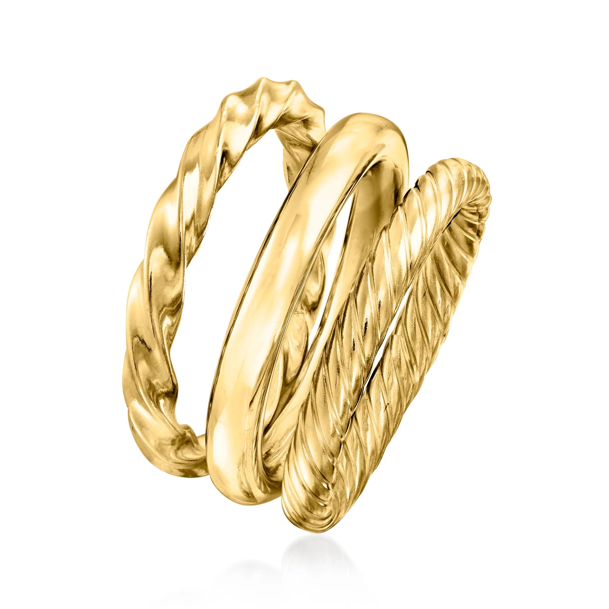 18kt Gold Over Sterling Jewelry Set: 3 Polished Rings A473