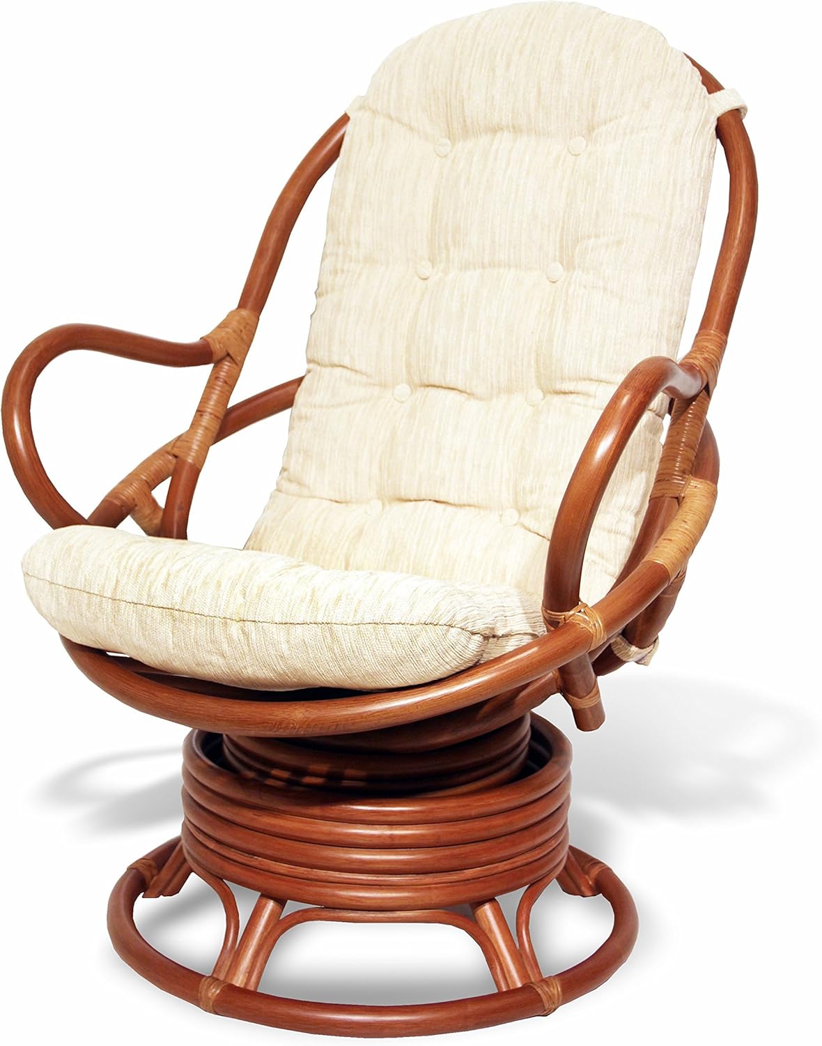 Java Swivel Rocking Chair with Cream Cushion and Coffee Table T667991