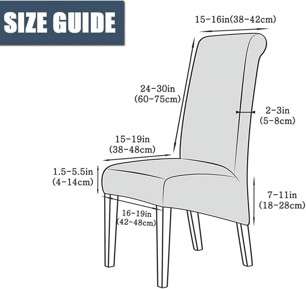 Waterproof PU Leather Stretch Dining Chair Covers Set of 2 Black N79357