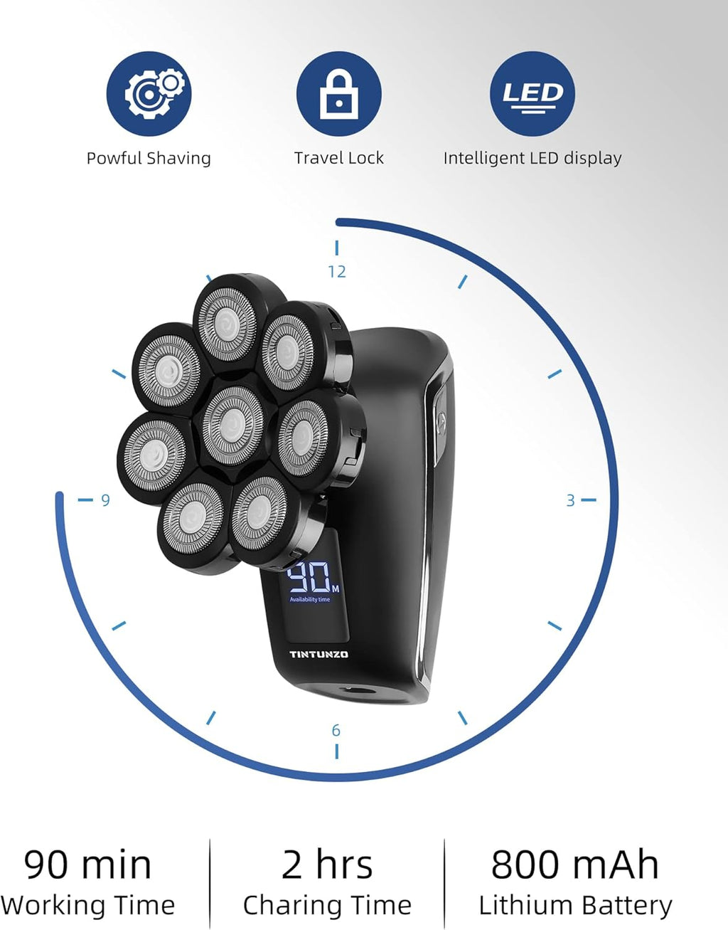 Electric Head Shaver for Bald Men, Cordless Rechargeable, Wet and Dry, 2 Pack Q368150