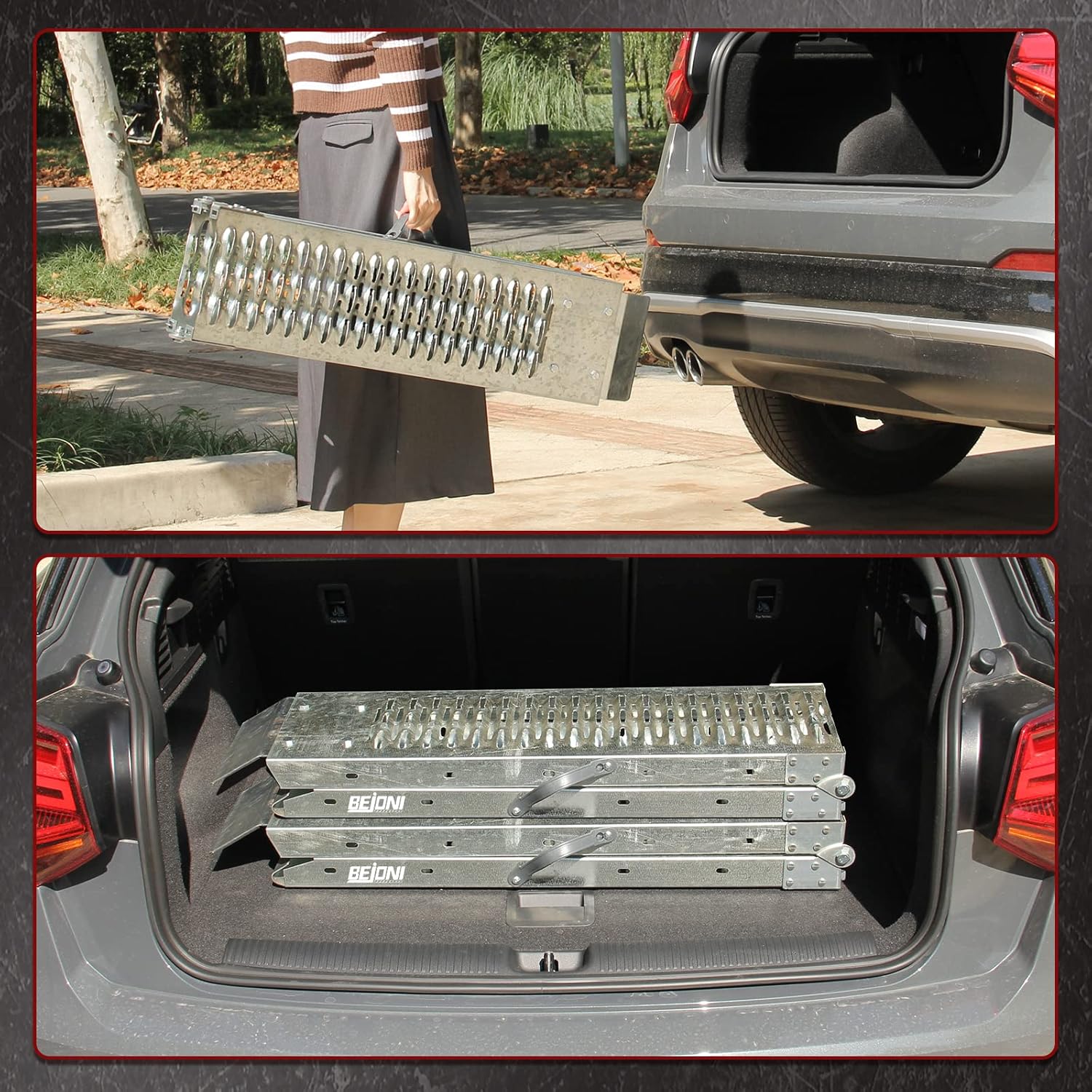 Folding Heavy Duty Steel Loading Ramps for Truck & Trailer, 950 lb Capacity, 1 Pair H667476
