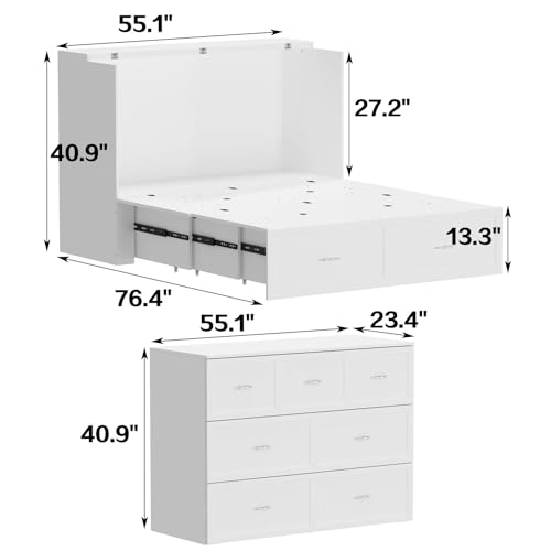 Queen Murphy Bed with Charging Station and Drawer L600618
