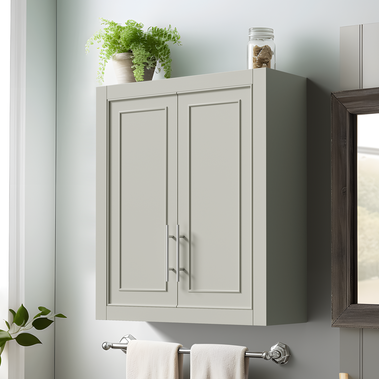 26"x22"x8" Modern Rectangle Wall Mounted Storage Cabinet for Bathroom, Gray M72628