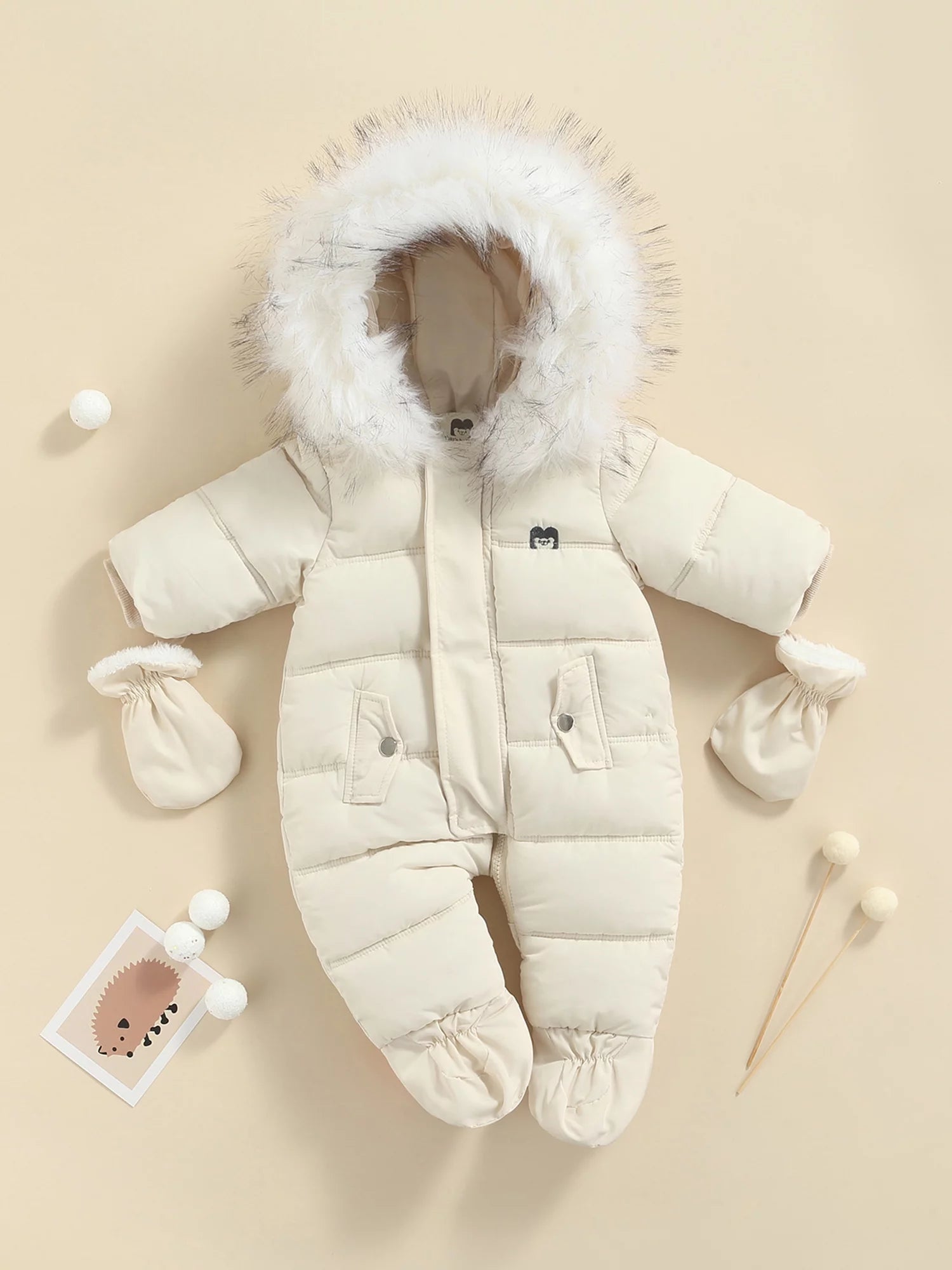 Baby Winter Snowsuit Hooded Puffer Romper X920243
