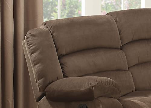 Modern Upholstered Reclining Sofa with Padded Armrests, Walnut D857
