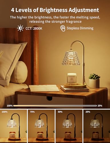 Candle Warmer Lamp with Timer, Adjustable Height, 2 Bulbs, Dimmable U115