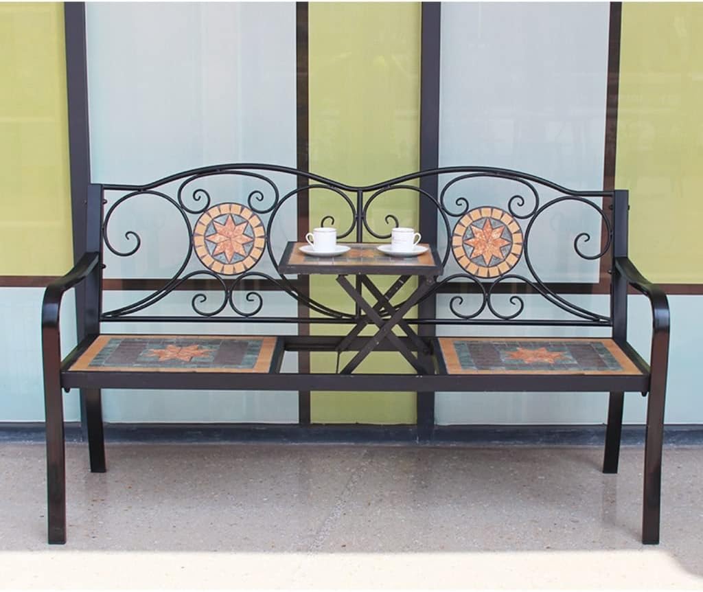 Wrought Iron Outdoor Bench for Garden Balcony Terrace R4553