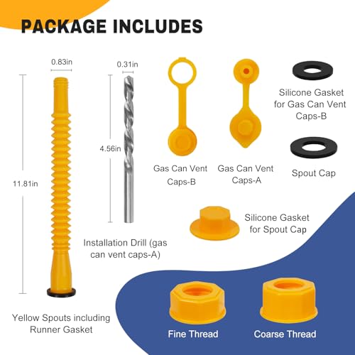 Gas Can Spout Replacement Kit for 5 Gallon Gasoline Cans with Flexible Nozzles F997