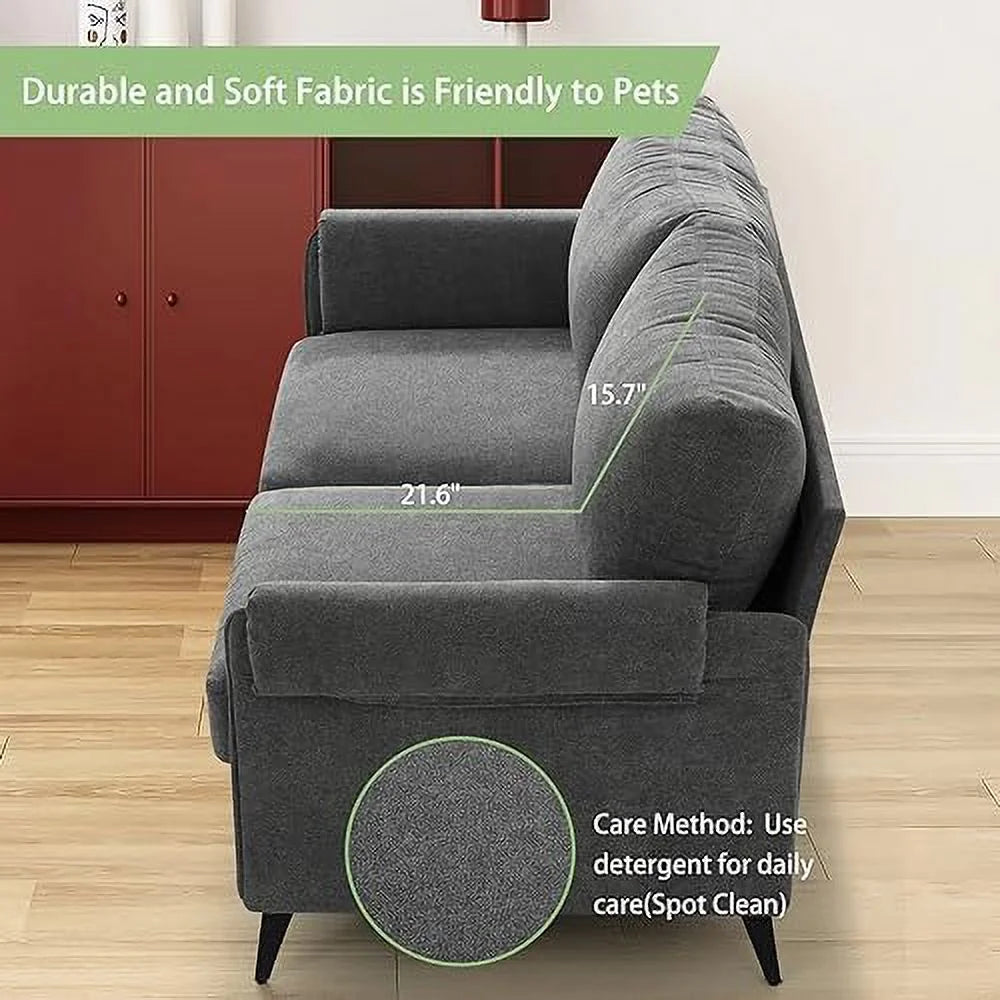 50" Small Sofa Loveseat for Living Room, Fabric 2-Seater with Solid Wood Frame J779810