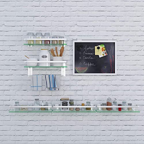 Bathroom Wall Shelf 15.7in Glass Shelves Wall Mount 3 Tier Black Z220686