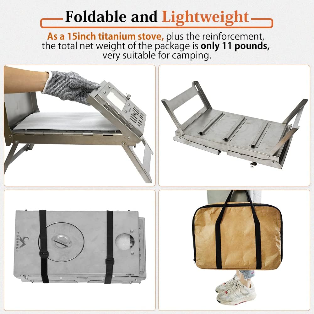 Tent Stove 15inch Wood Burning Folding Portable for Camping Hunting M428