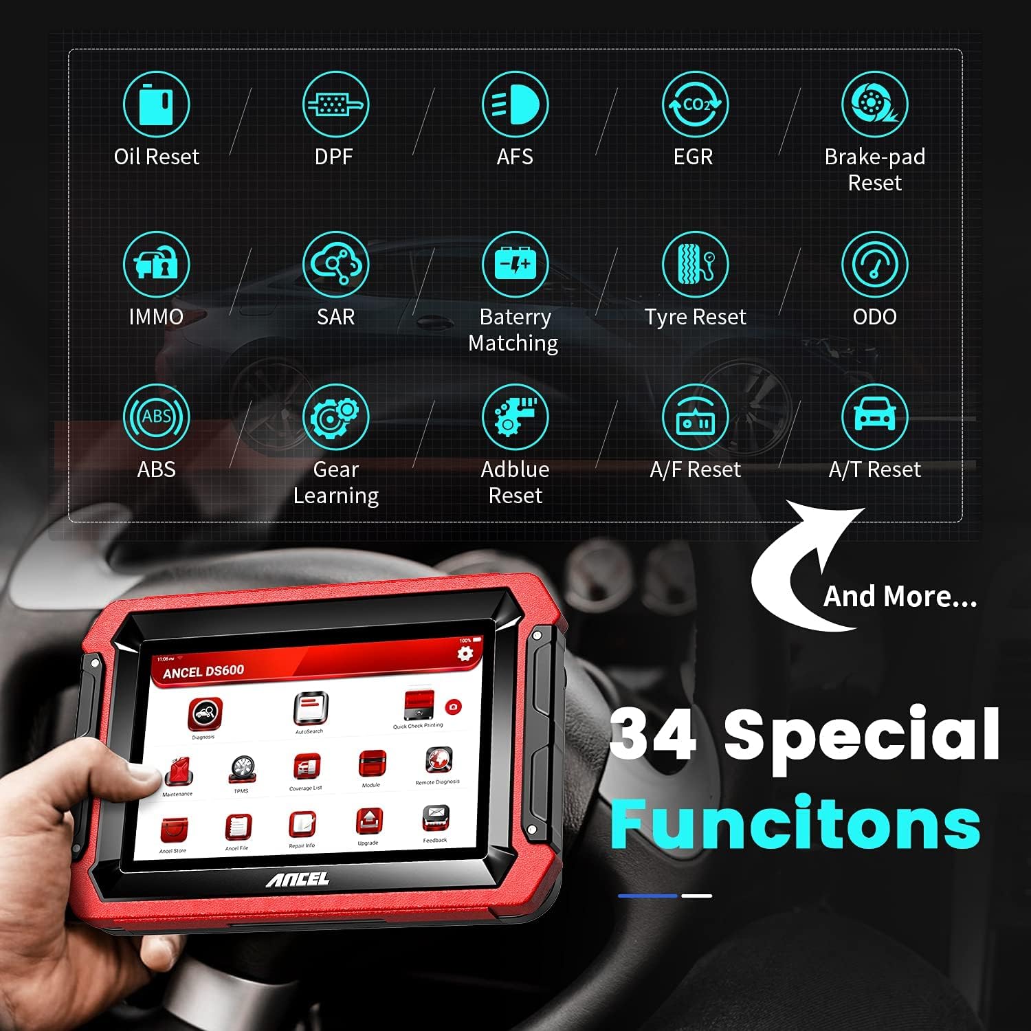 Bidirectional Scan Tool, OBD2 All System Car Diagnostic Scanner, 34+ Services Code Reader O191