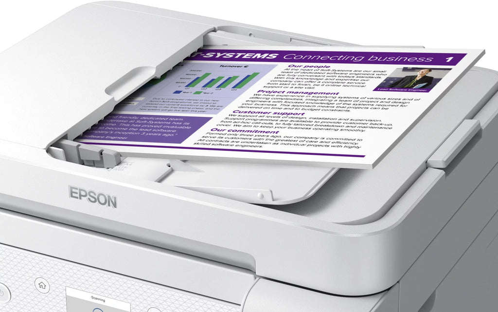 All-in-One Inkjet Printer with Scanner, Copier, White, Bundle with Printer Cable W677