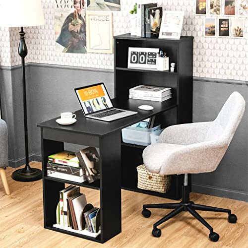 Computer Desk with 6 Tier Storage Shelves, Black T992352