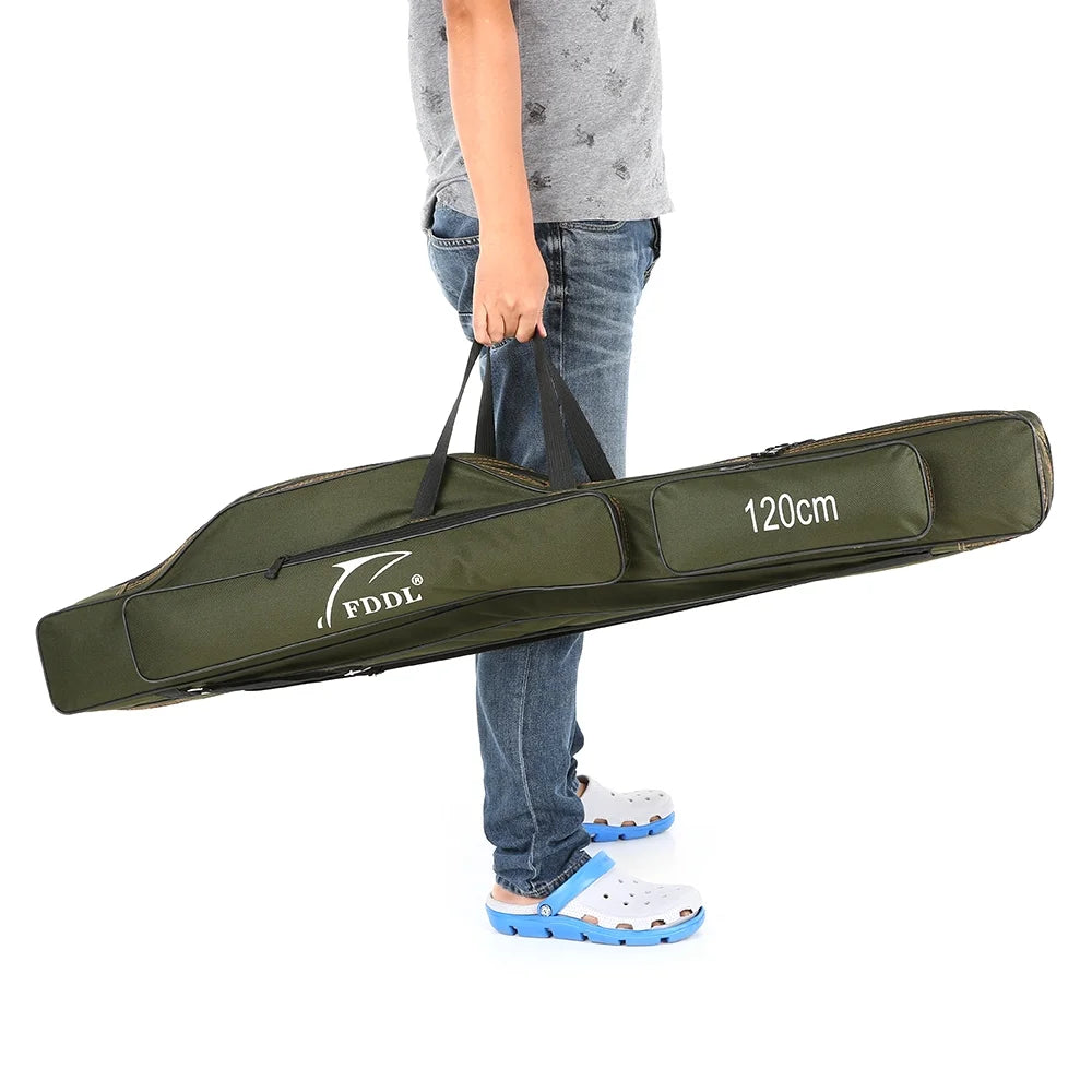 Portable Folding Fishing Rod Carrier Canvas Storage Bag H3984