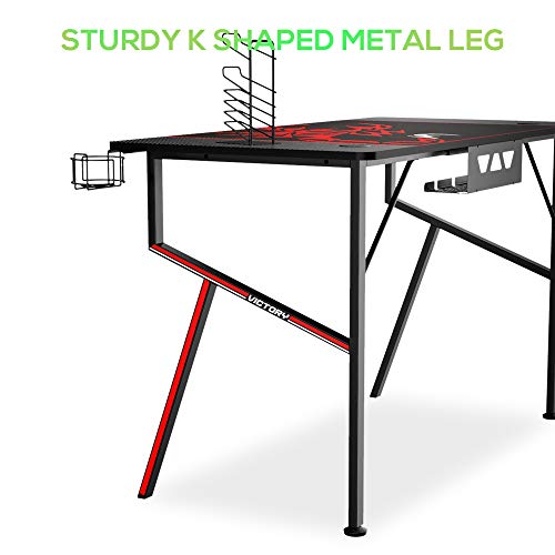 Gaming Desk 47 Inch with Mouse Pad, Headset Hook, Cup Holder, Controller Stand E903