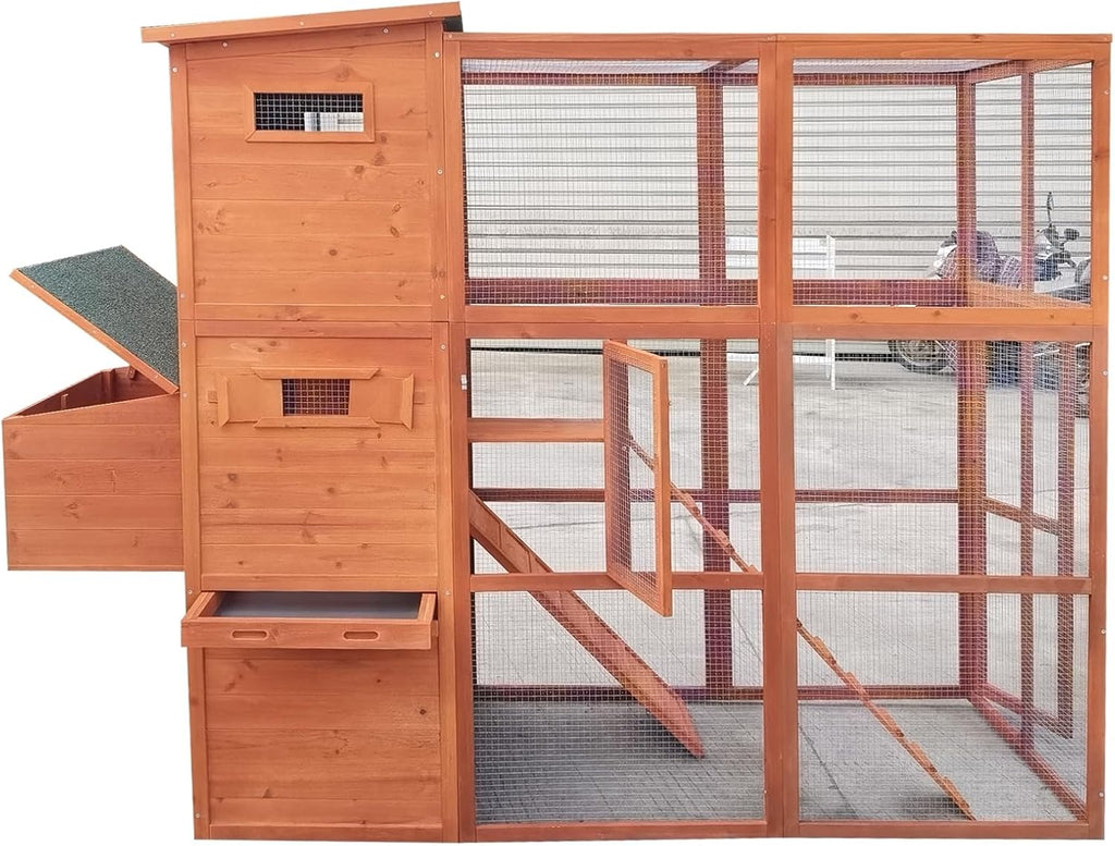 Large Backyard Wood Chicken Coop with Nesting Box & Run J685