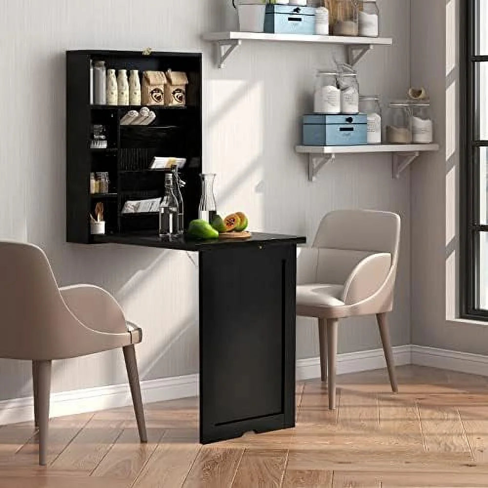 Wall Mounted Desk with Folding Shelves for Home Office H395