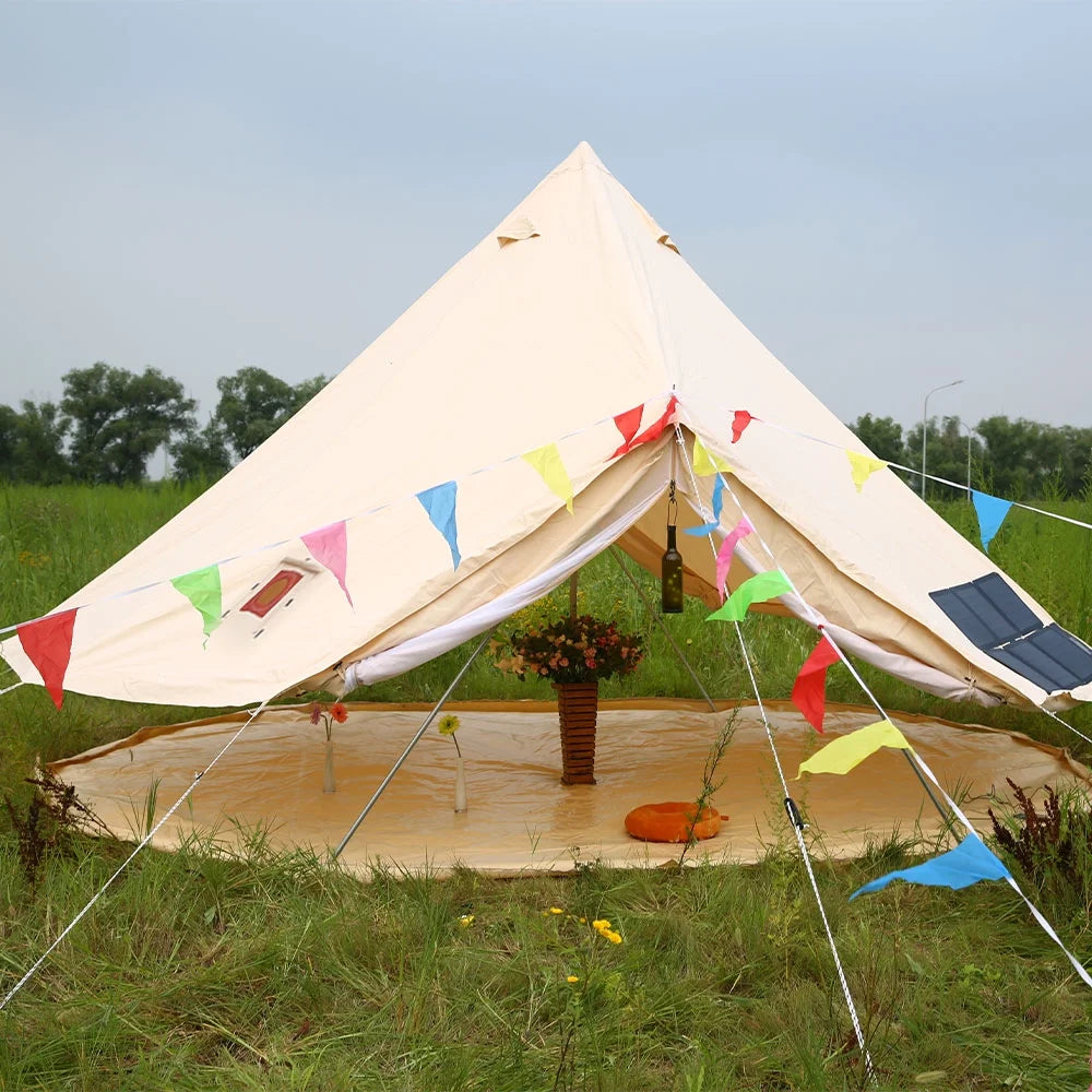 6M Double Door Bell Tent Waterproof Cotton Canvas Glamping Yurt I127