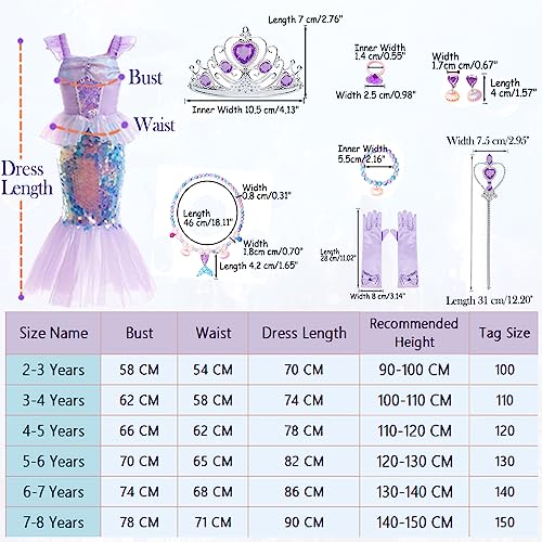 Mermaid Princess Sequins Party Dress for Toddler Girls Halloween Costume H4702