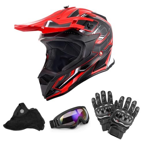 Off-Road Motorcycle Helmet with Goggle, Gloves & Mask V369861