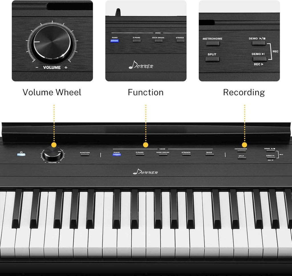 88 Key Semi Weighted Portable Digital Piano with Stand and Sustain Pedal P601