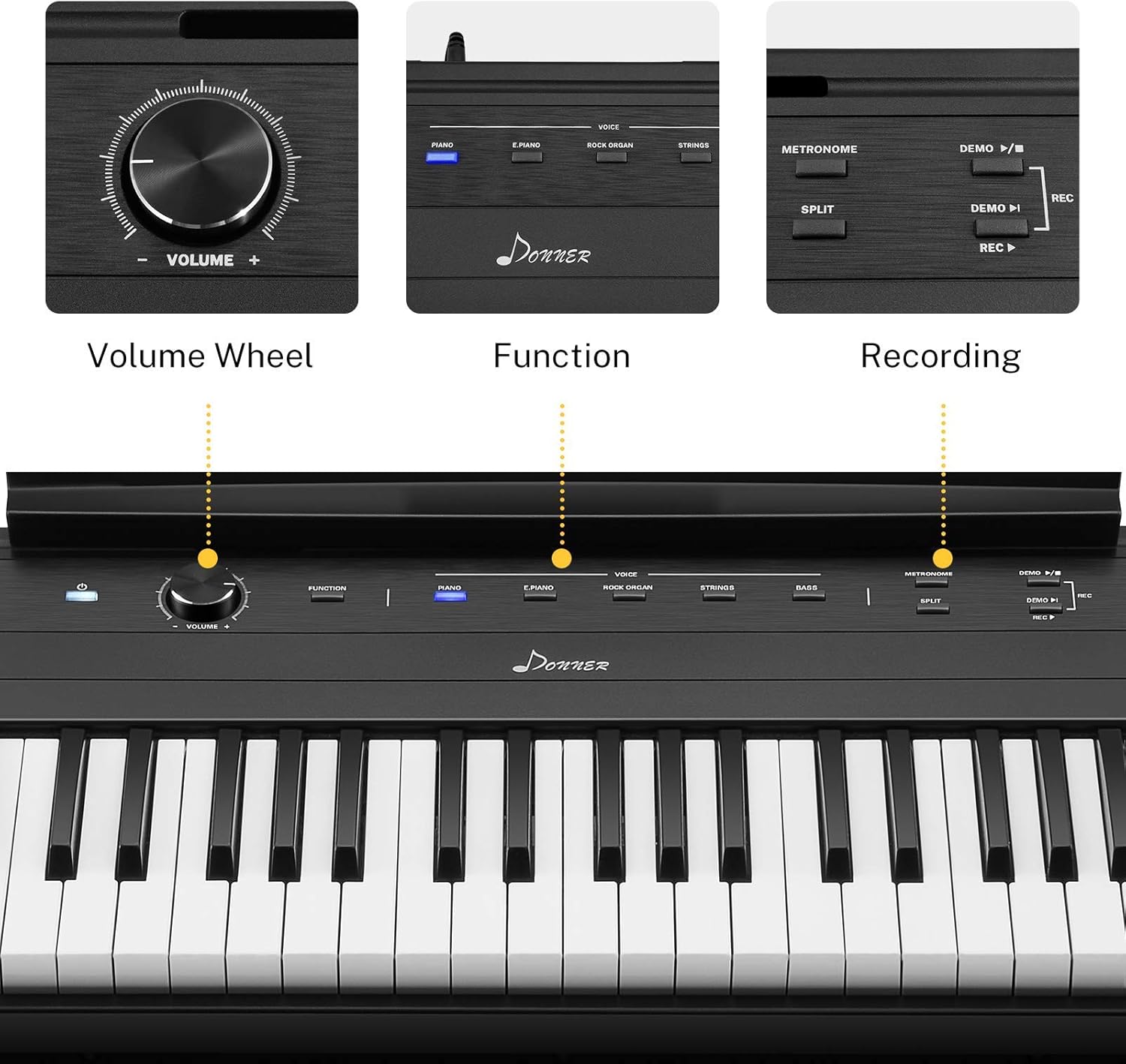 88 Key Semi Weighted Portable Digital Piano with Stand and Sustain Pedal P601