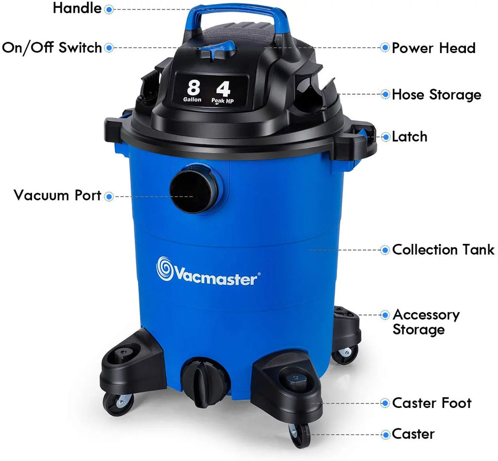 4 Peak HP 8 Gallon Wet Dry Vacuum Cleaner with Blower Function B65013