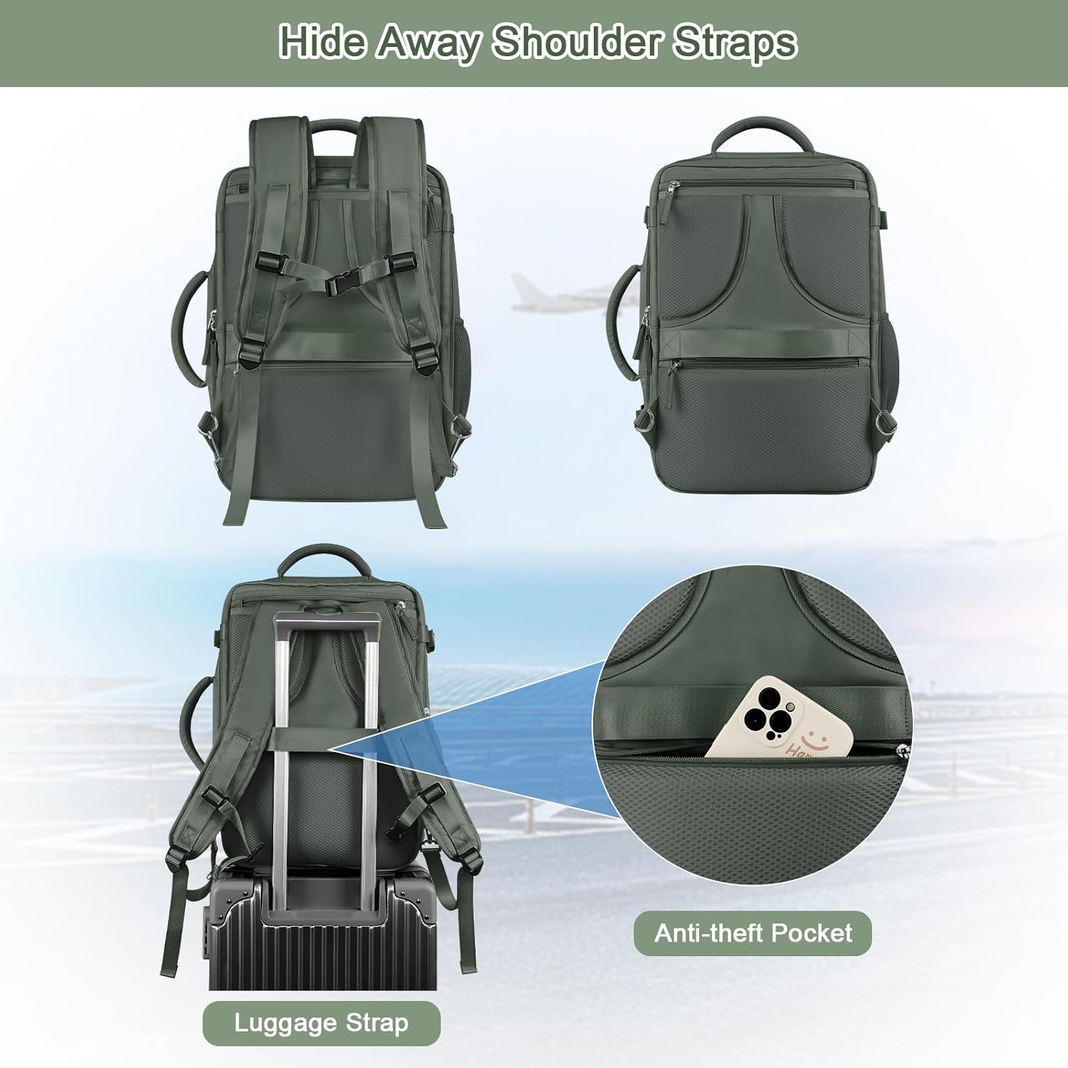 40L Waterproof Travel Backpack with 17 Inch Laptop Compartment G9662