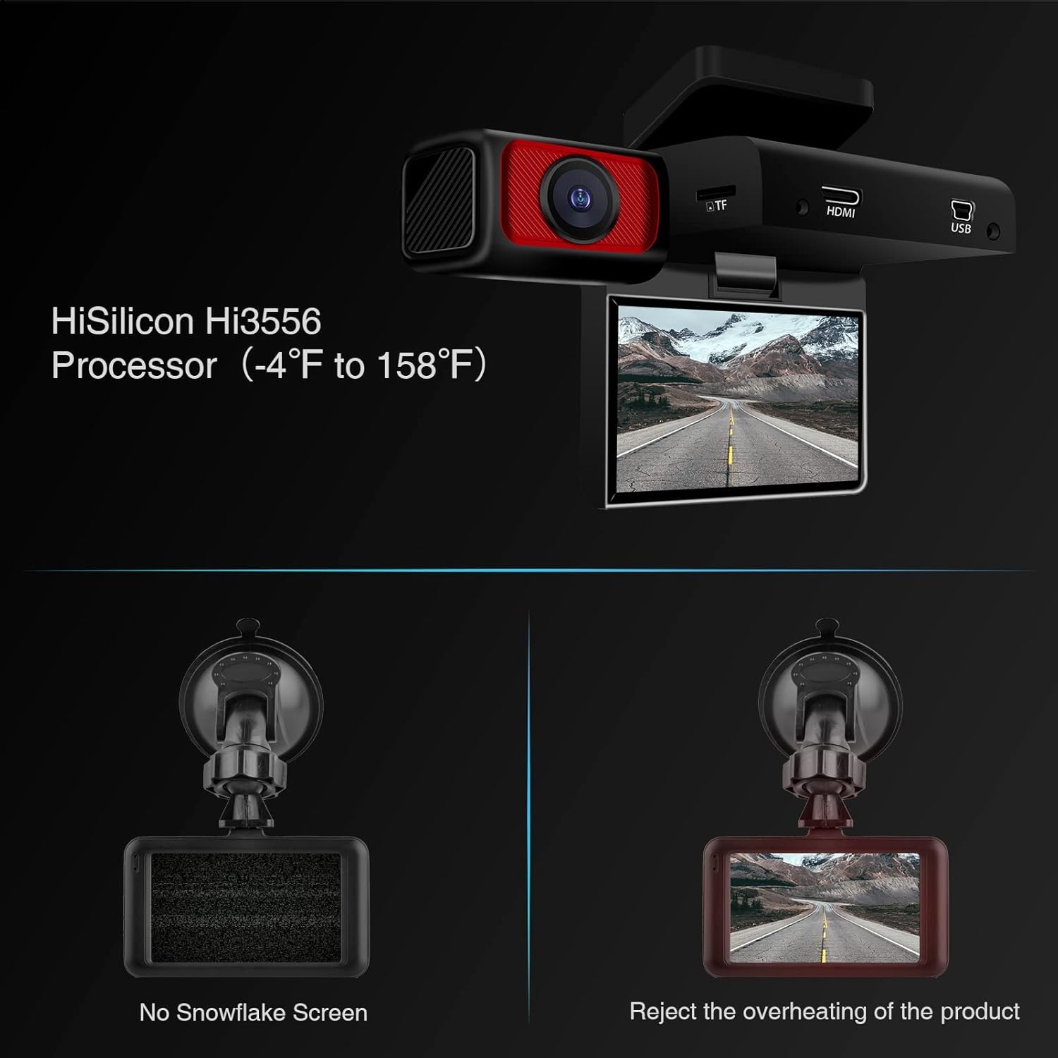 Dash Cam Front and Rear, 2.5K Dual Car Camera Recorder with Night Vision, 3" Screen, 170° Wide Angle Z5708