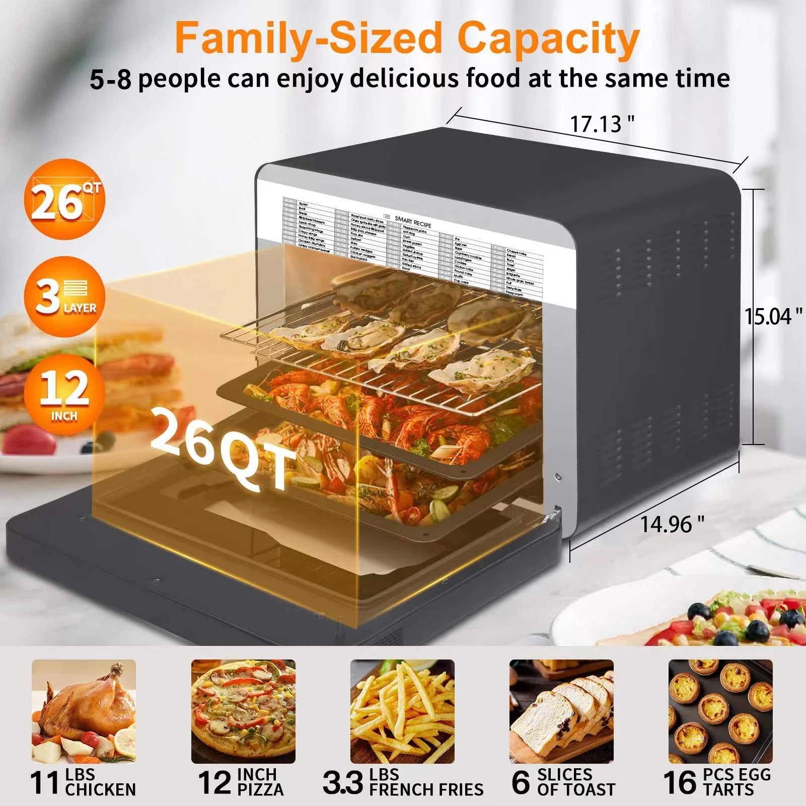 Air Fryer Toast Oven Combo with Rotisserie and Dehydrator, Extra Large Capacity Y873