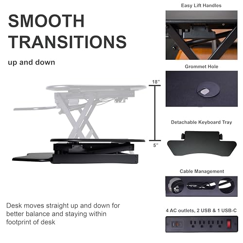 Height Adjustable Corner Standing Desk Converter with Dual Monitor Arm Mount and USB Charging Y72539