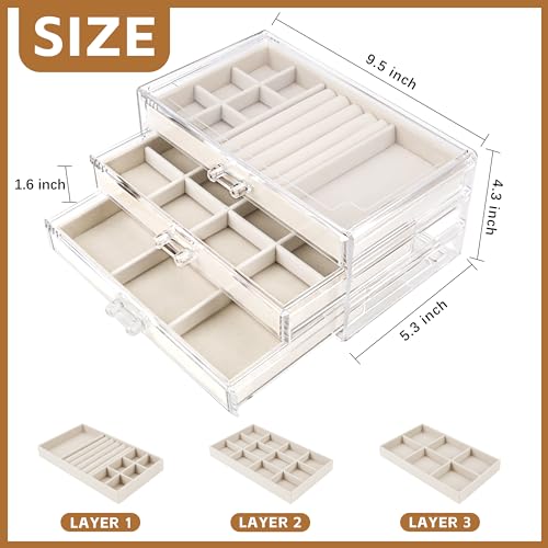 Acrylic Jewelry Organizer with 5 Drawers, Earring Holder B969