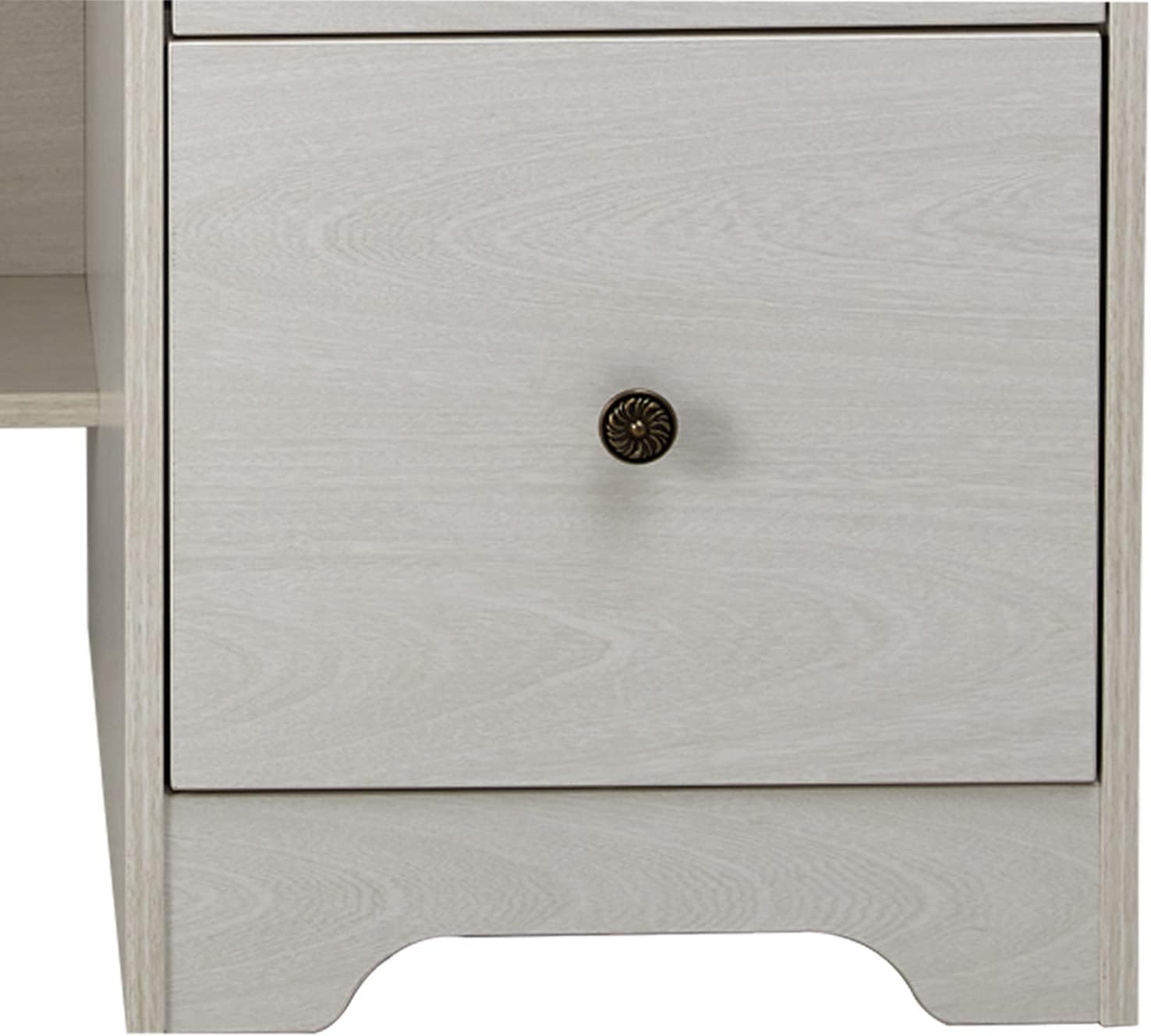 Computer Desk with 4 Storage Drawers and Hutch Shelf, Oak White Y87548