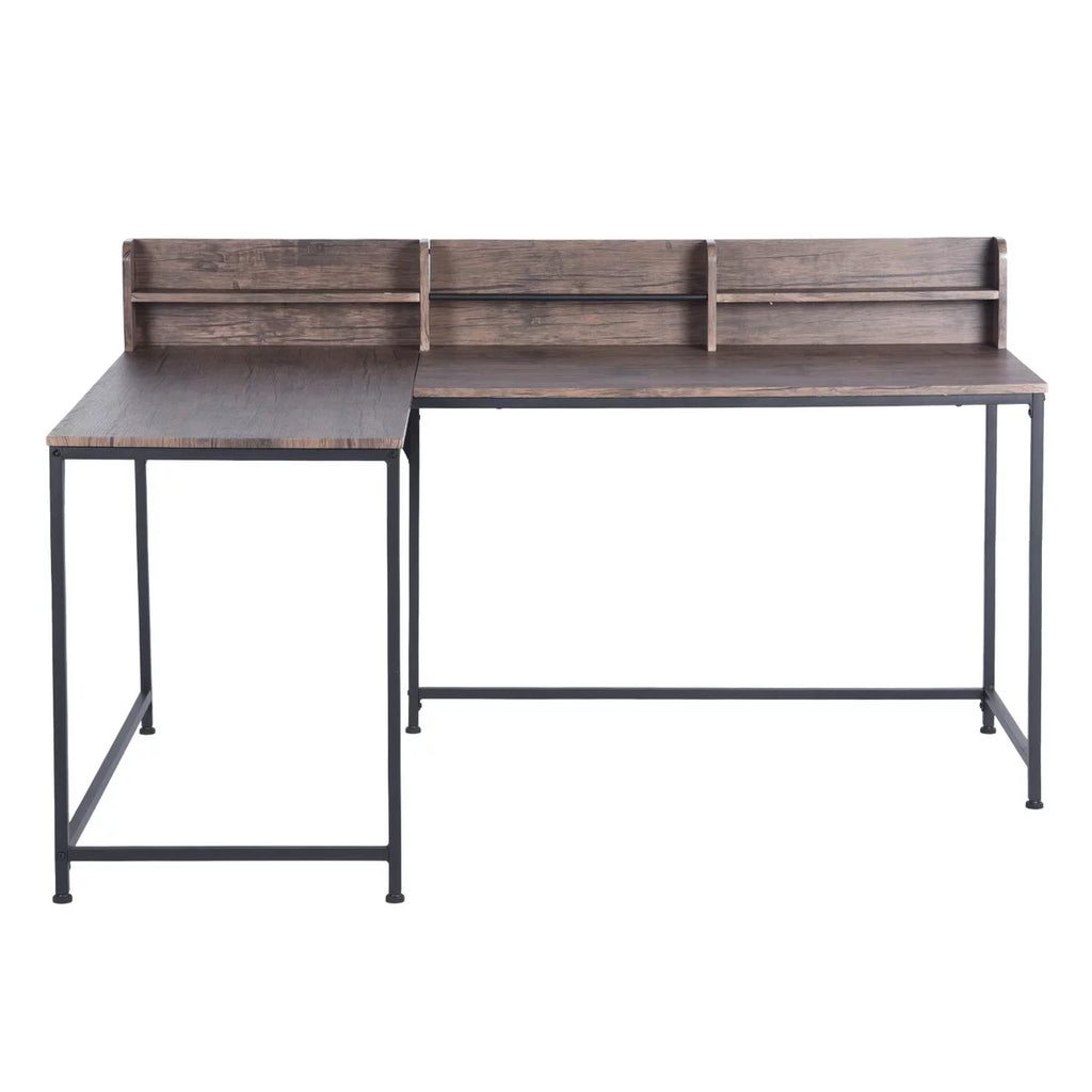 L-Shaped Desk 65" x 43" with Storage, Corner Computer Desk for Work and Study O36656