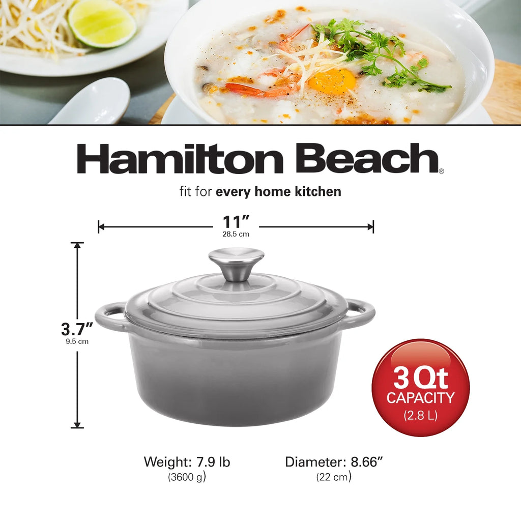 Enameled Cast Iron Dutch Oven with Lid, 3-Quart M289