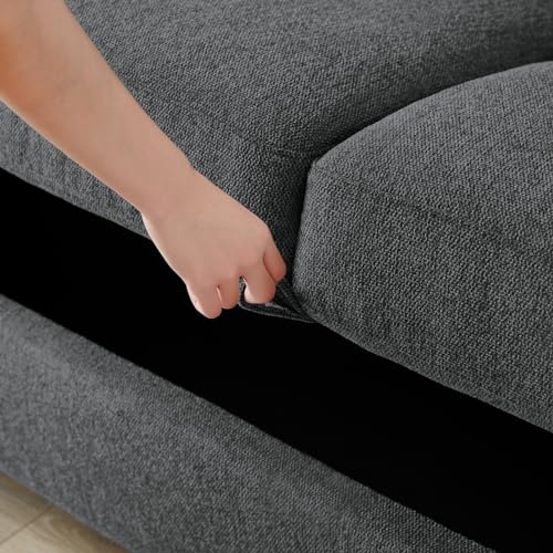 Linen Sofa Couch with Storage and 2 Pillows, 3-Seat, Dark Grey A76996