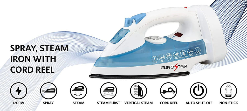 Spray Steam Iron with Cord Reel and Auto Shut-Off G154182
