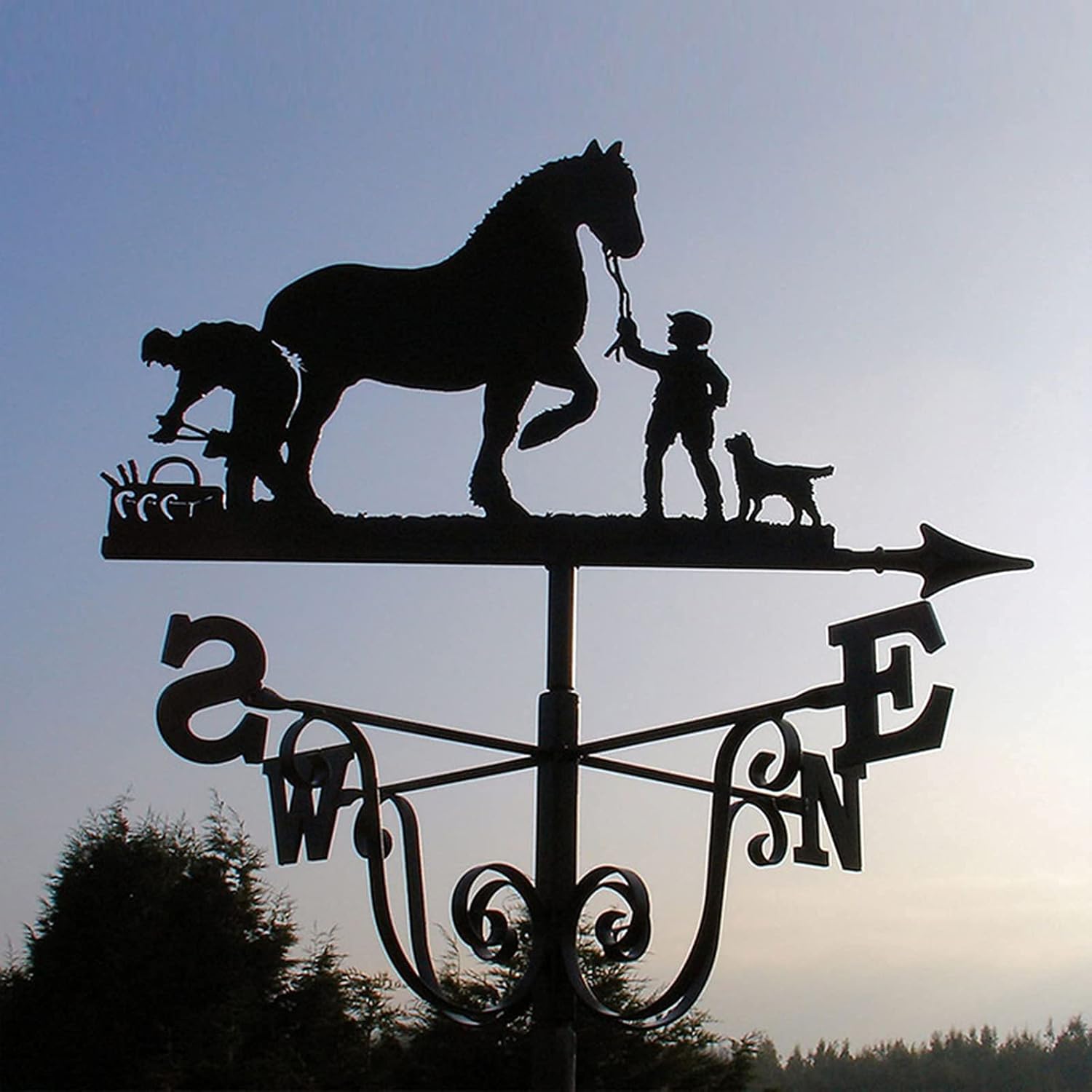 Metal Weathervane with Roof Mount for Garden Decor O489