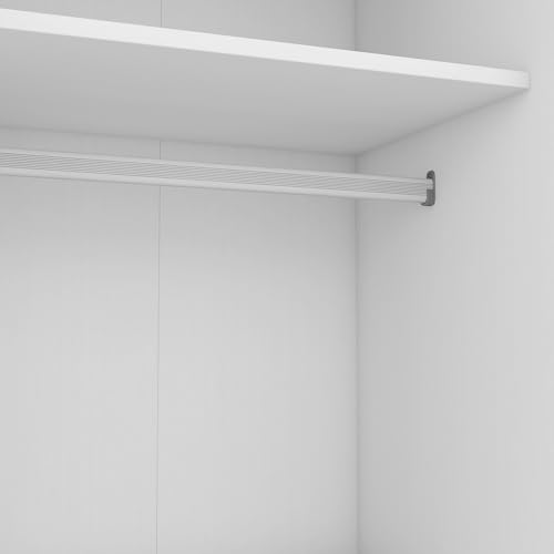 3-Door Mirror Wardrobe with 2 Drawers & Top Cabinets, Freestanding Closet with Hanging Rail & Shelves A228